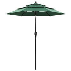 Parasol à 3 niveaux avec mât en aluminium Vert 2 m