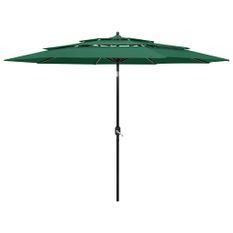 Parasol à 3 niveaux avec mât en aluminium Vert 3 m