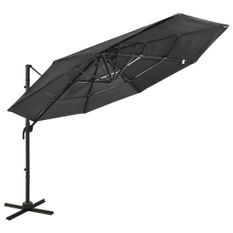 Parasol à 4 niveaux avec mât en aluminium Anthracite 3x3 m