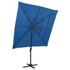 Parasol à 4 niveaux avec mât en aluminium Bleu azuré 250x250 cm