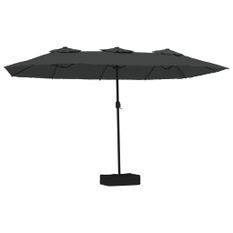 Parasol à double tête avec LED anthracite 449x245 cm