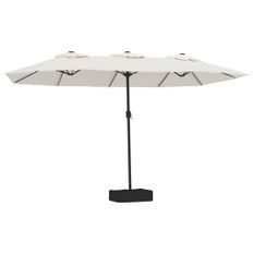 Parasol à double tête avec LED blanc sable 449x245 cm