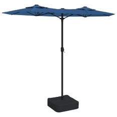 Parasol à double tête avec LED bleu azuré 316x240 cm