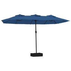 Parasol à double tête avec LED bleu azuré 449x245 cm