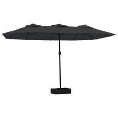 Parasol à double tête avec LED noir 449x245 cm