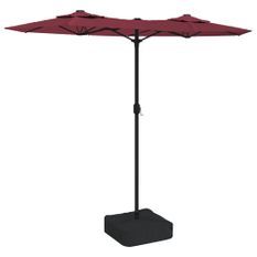 Parasol à double tête avec LED rouge bordeaux 316x240 cm