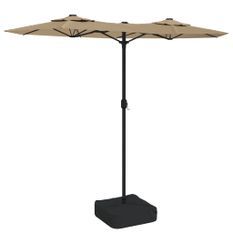 Parasol à double tête avec LED taupe 316x240 cm