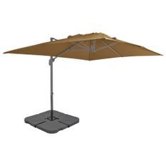 Parasol avec base portable Taupe 6