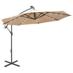 Parasol avec éclairage LED 300cm Poteau en métal Sable