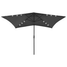 Parasol avec LED et mât en acier Anthracite 2x3 m