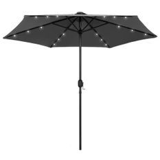 Parasol avec LED et mât en aluminium 270 cm Anthracite