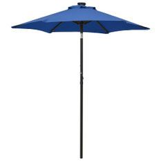 Parasol avec lumières LED Bleu azuré 200x211 cm Aluminium