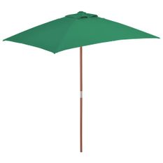 Parasol avec mât en bois 150 x 200 cm Vert