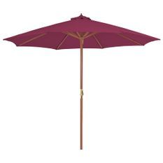 Parasol avec mât en bois 300 cm Rouge bordeaux