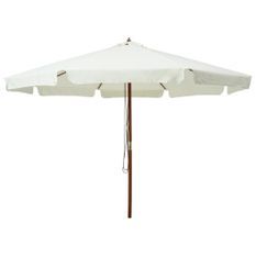 Parasol avec mât en bois 330 cm Blanc sable