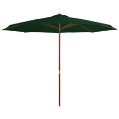 Parasol avec mât en bois 350 cm Vert