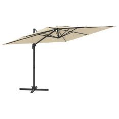 Parasol cantilever à double toit Blanc sable 300x300 cm