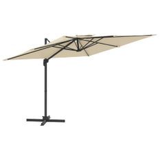 Parasol cantilever à double toit Blanc sable 400x300 cm