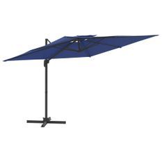 Parasol cantilever à double toit Bleu azuré 300x300 cm