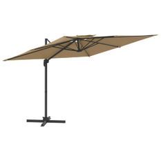 Parasol cantilever à double toit Taupe 300x300 cm