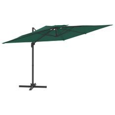 Parasol cantilever à double toit Vert 400x300 cm