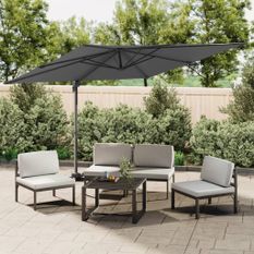 Parasol cantilever à LED Anthracite 400x300 cm