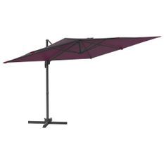 Parasol cantilever à LED Rouge Bordeaux 400x300 cm