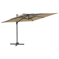 Parasol cantilever à LED Taupe 400x300 cm