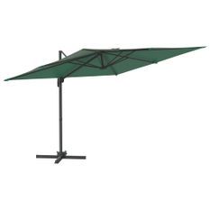 Parasol cantilever à LED Vert 400x300 cm