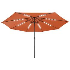 Parasol d'extérieur avec LED et mât en métal 400 cm Terre cuite