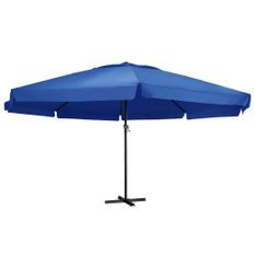 Parasol d'extérieur avec mât en aluminium 500 cm Bleu azuré