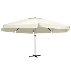 Parasol d'extérieur avec mât en aluminium 600 cm Blanc sable