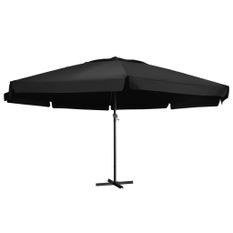 Parasol d'extérieur avec mât en aluminium 600 cm Noir