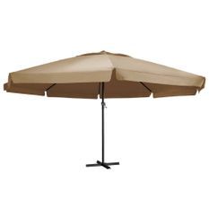 Parasol d'extérieur avec mât en aluminium 600 cm Taupe