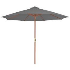 Parasol d'extérieur avec mât en bois 300 cm Anthracite