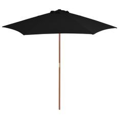 Parasol d'extérieur avec mât en bois Noir 270 cm