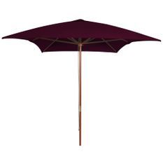 Parasol d'extérieur avec mât en bois Rouge bordeaux 200x300 cm