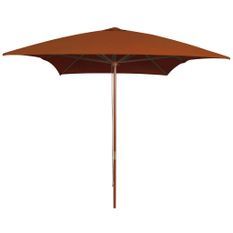 Parasol d'extérieur avec mât en bois Terre cuite 200x300 cm