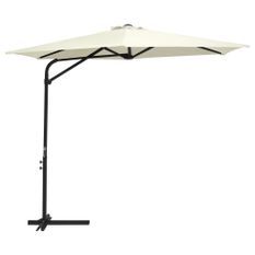 Parasol d'extérieur déporté avec mât en acier 300 cm Blanc sable