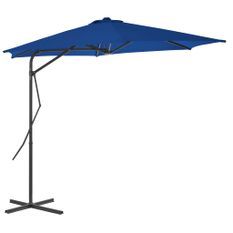 Parasol d'extérieur déporté avec mât en acier Bleu 300x230 cm