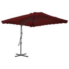 Parasol d'extérieur déporté avec mât en acier Bordeaux 250x250x230 cm