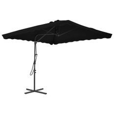 Parasol d'extérieur déporté avec mât en acier Noir 250x250x230 cm