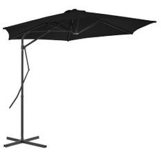 Parasol d'extérieur déporté avec mât en acier Noir 300x230 cm