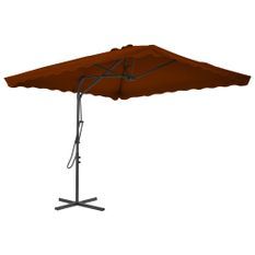 Parasol d'extérieur déporté avec mât en acier Terre cuite 250x250x230cm