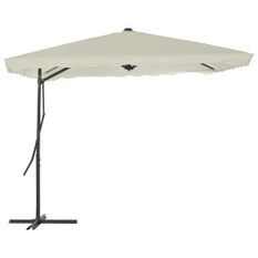 Parasol d'extérieur déporté avec poteau en acier 250 x 250 cm Sable
