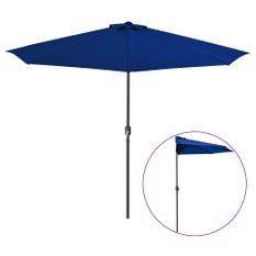 Parasol de balcon avec mât en aluminium Bleu 300x150x253cm Demi