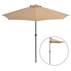 Parasol de balcon avec mât en aluminium Taupe 270x135 cm Demi