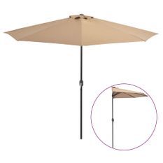 Parasol de balcon avec mât en aluminium Taupe 300x150 cm Demi