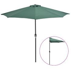 Parasol de balcon avec mât en aluminium Vert 270x135 cm Demi