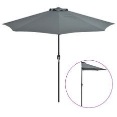 Parasol de balcon et mât en aluminium Anthracite 270x135cm Demi